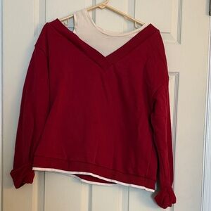 V-Neck over one shoulder Sweatershirt